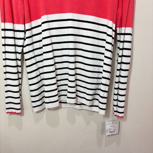 Liz Claiborne NWT Pink White Striped Sweater Women XXL Career Stretch Lightweigh - Picture 3 of 7